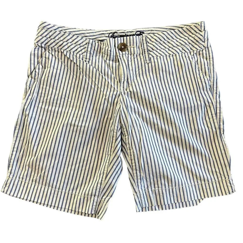 Striped Cotton Women’s Shorts - Blue & White
